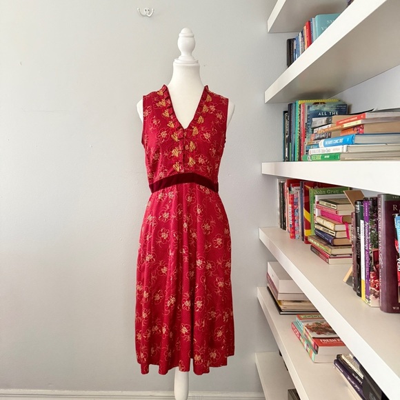 Alannah Hill Silk red floral embroidered dress sz 10 - Picture 1 of 15